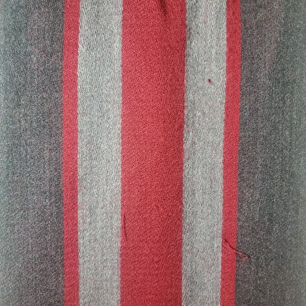 Phenix 100% Merino Wool Striped Scarf Red Gray‎ Black w/Fringe 67